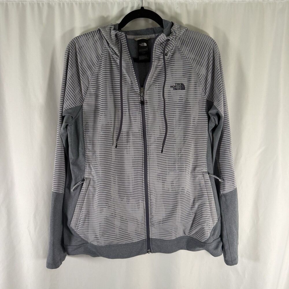 Northface Hoodie Women's XL Blue Polka Dot Full Zip Pockets Hooded Light